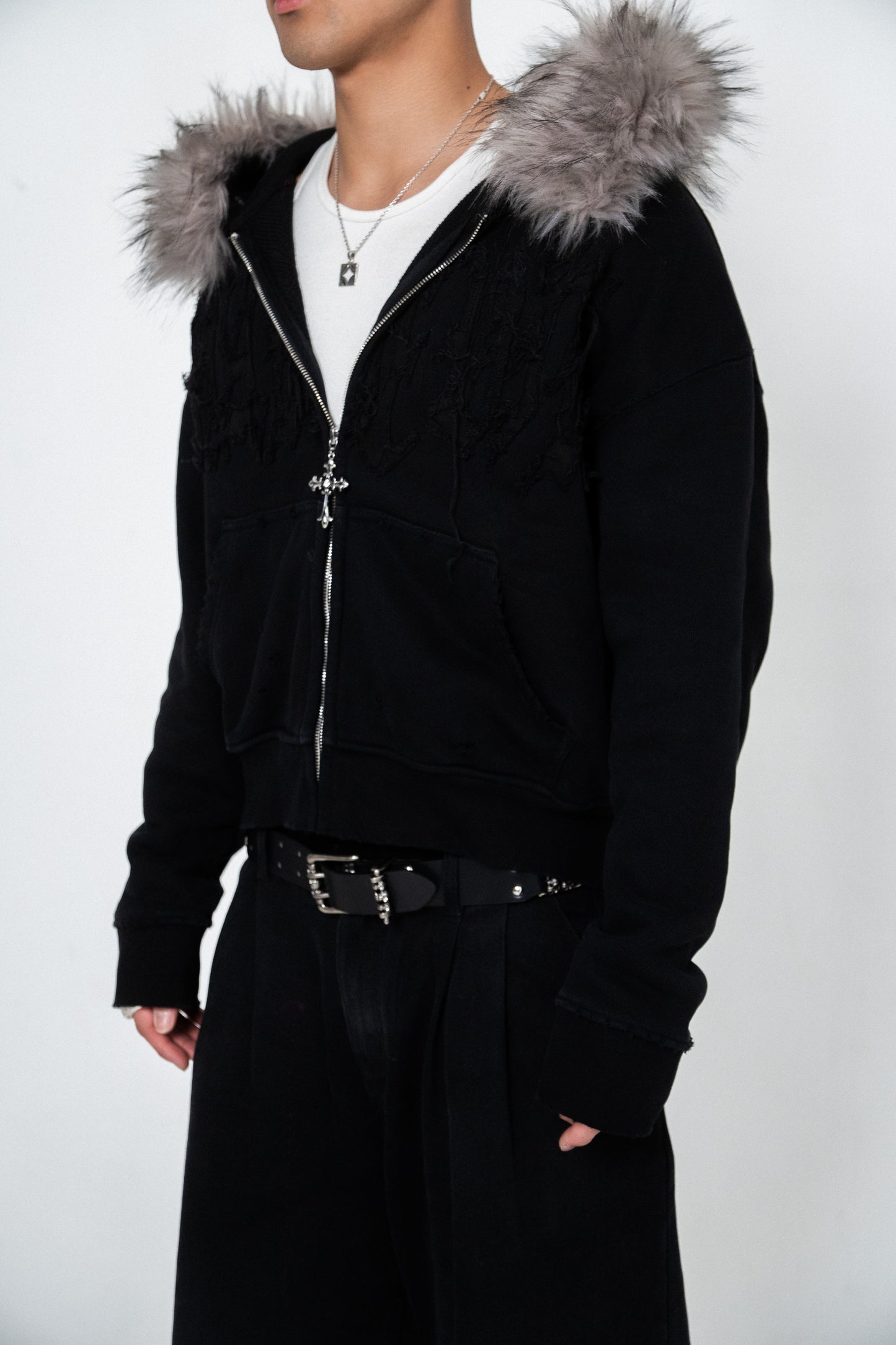 MAREVIR'S FUR ZIP HOODIE